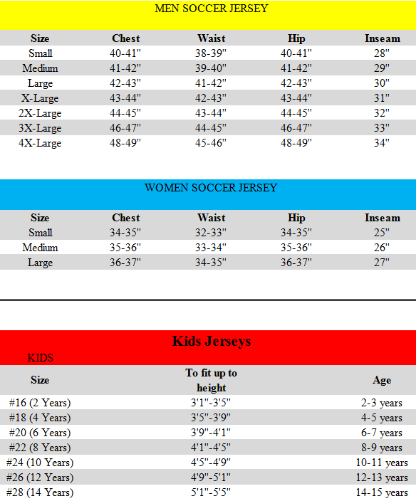 alejersey size table