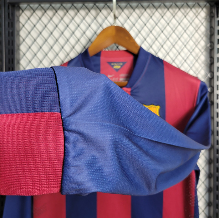Retro Long Sleeve 2014-2015 Barcelona   home Soccer Jersey Shorts   S-2xl