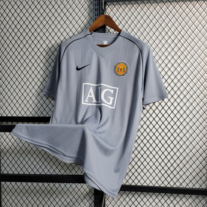Retro  Jersey 2007-2008  gray goalkeeper Manchester United away soccer jersey