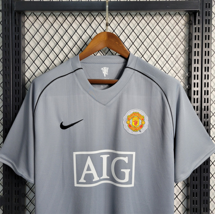 Retro  Jersey 2007-2008  gray goalkeeper Manchester United away soccer jersey