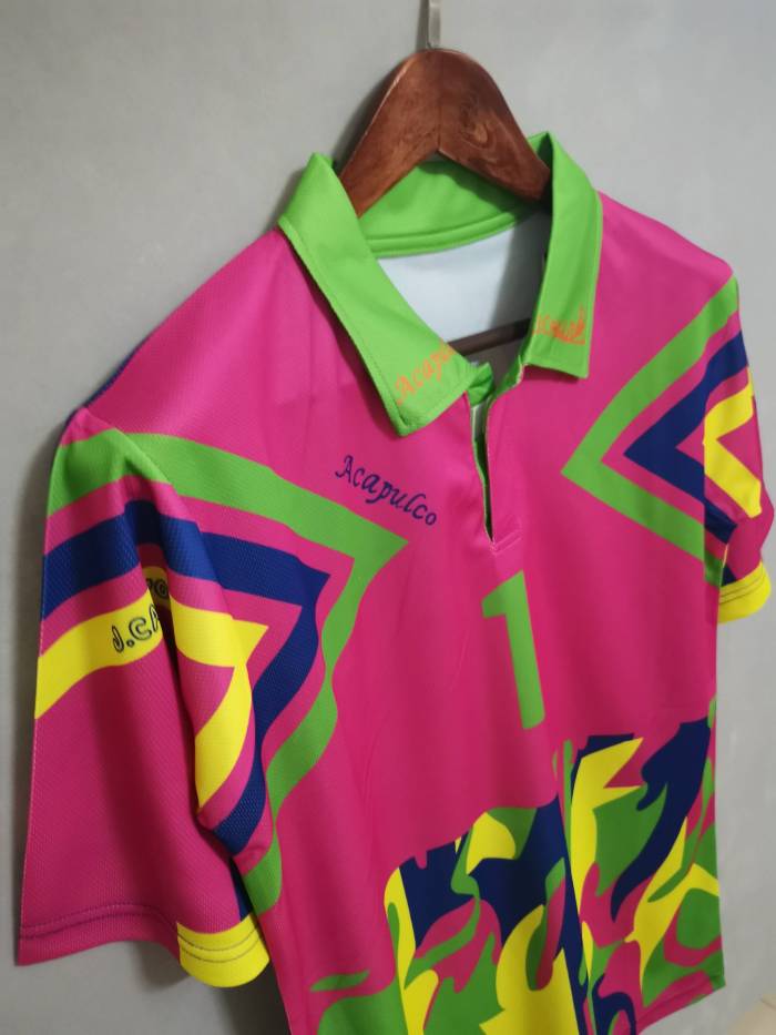 Retro shirt Mexico 1#  j.Campos pink  soccer jersey size S-2XL