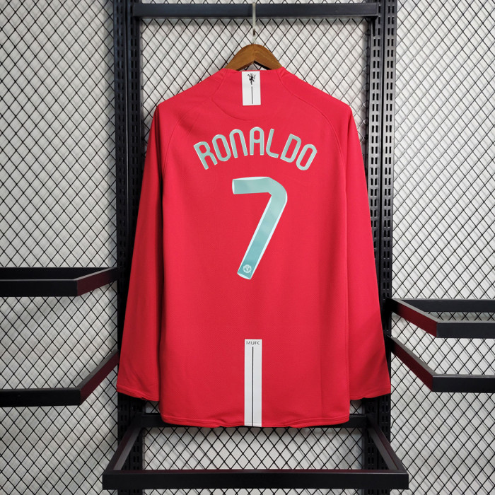 Retro Jersey 2007-2008 Manchester United RONALDO 7 Home Champions League version home Long Sleeve