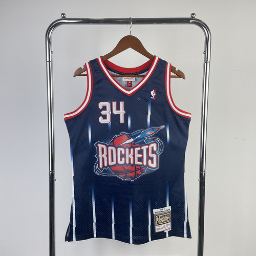 #34 Olajuwon Rockets 1996-97 M&N jersey blue (heat pressed)