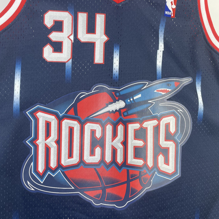 #34 Olajuwon Rockets 1996-97 M&N jersey blue (heat pressed)