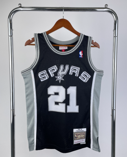 #21 Duncan Spurs M&N jersey black (heat pressed)