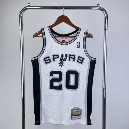 #20 Ginobili Spurs M&N jersey white (heat pressed)
