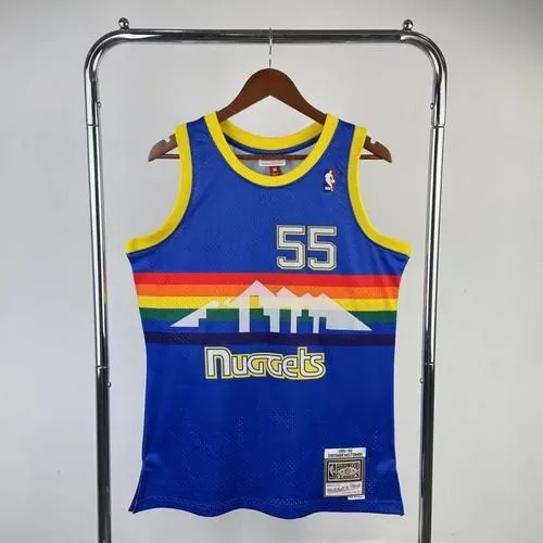 #55 Mutombo Nuggets 1991-92 M&N jersey purple (heat pressed)