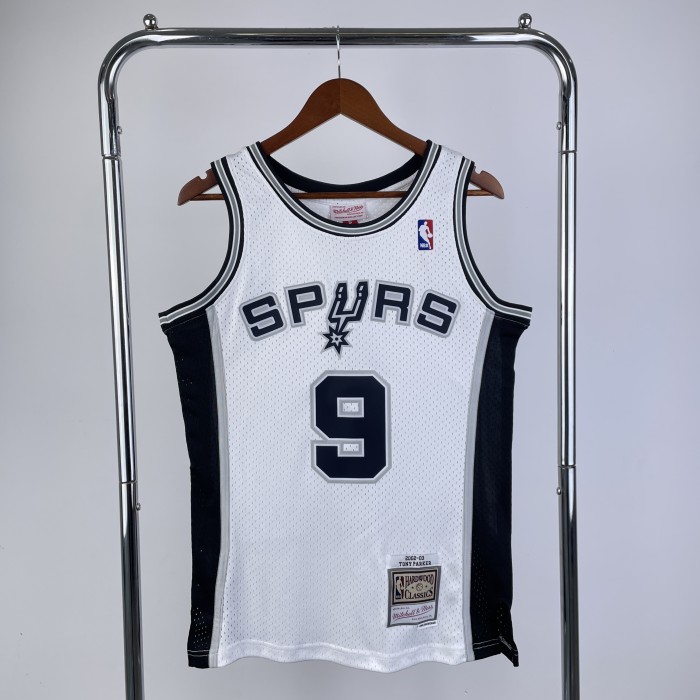 #9 Parker Spurs M&N jersey white (heat pressed)