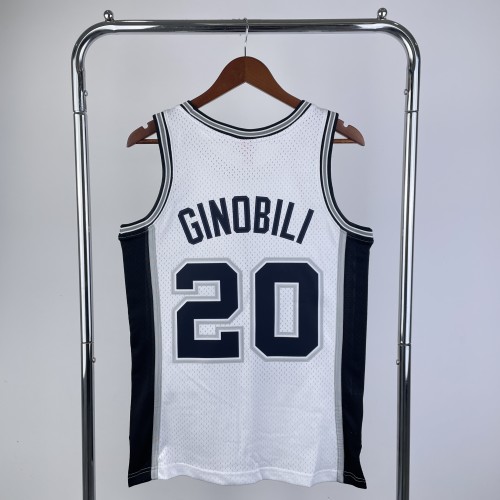 #20 Ginobili Spurs M&N jersey white (heat pressed)