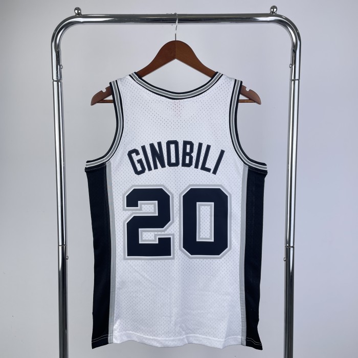 #20 Ginobili Spurs M&N jersey white (heat pressed)