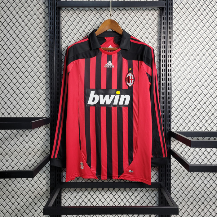 Retro07-08  AC Milan  home long sleeve Soccer Jersey   s-2xl