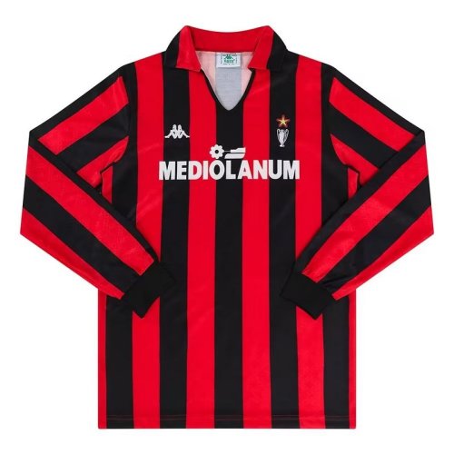 Retro AC Home Long Sleeve Soccer Jersey 1989 1990 S-2XL