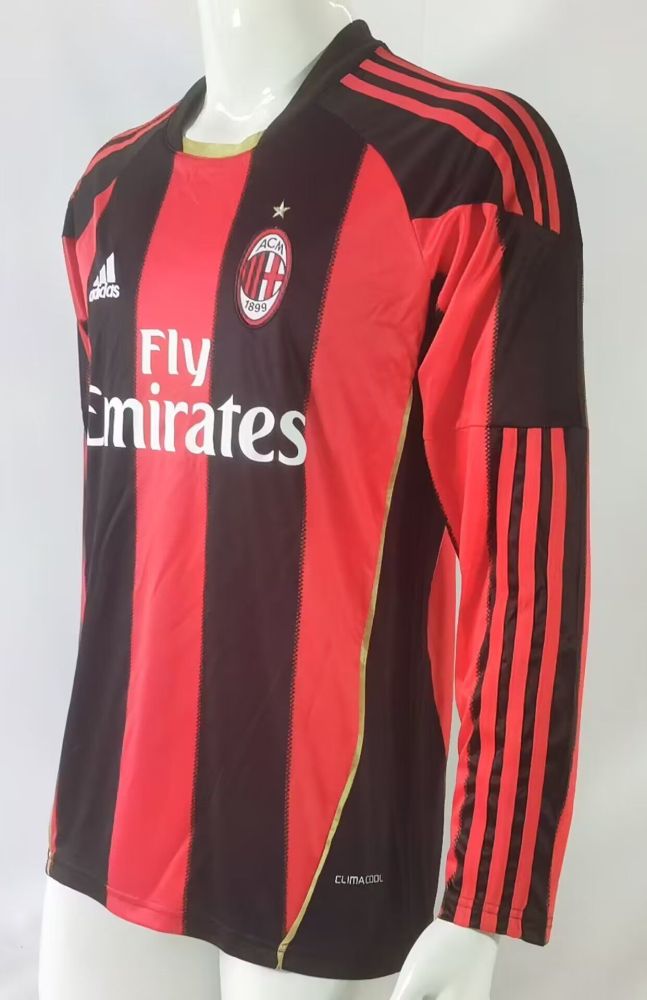 Retro Jersey AC milan 2010-2011 home long sleeve   soccer jersey S-2XL