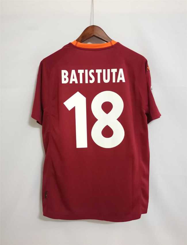 Retro Jersey 2000-2001 Roma #18 BATISTUTA home red soccer jersey size S-2XL