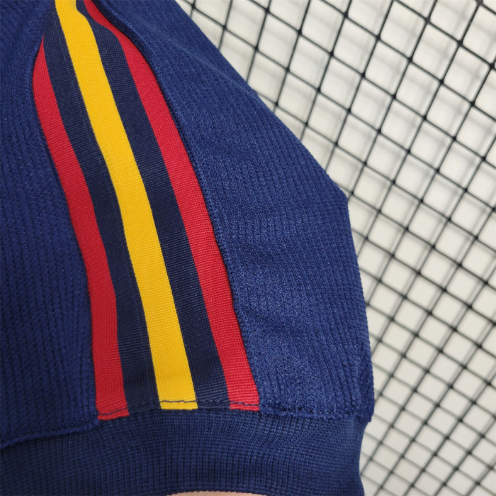 with World Cup Patch+Front Lettering Retro Jersey 2010 Spain RAMOS 15 Away Dark Blue Soccer Jersey