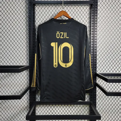 Retro Jersey 2011-2012 Real Madrid OZIL 10 Long sleeve  black Away Soccer Jersey