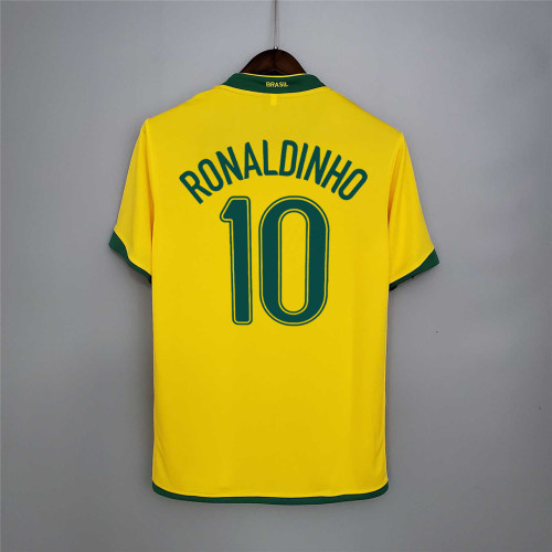 Retro Jersey 2006 Brazil RONALDINHO 10 Home Soccer Jersey