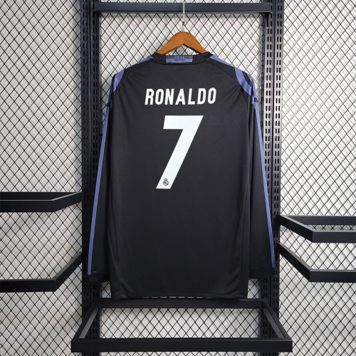 Retro Jersey Long Sleeve 2016-2017 Real Madrid RONALDO 7Third Away Black Soccer Jersey