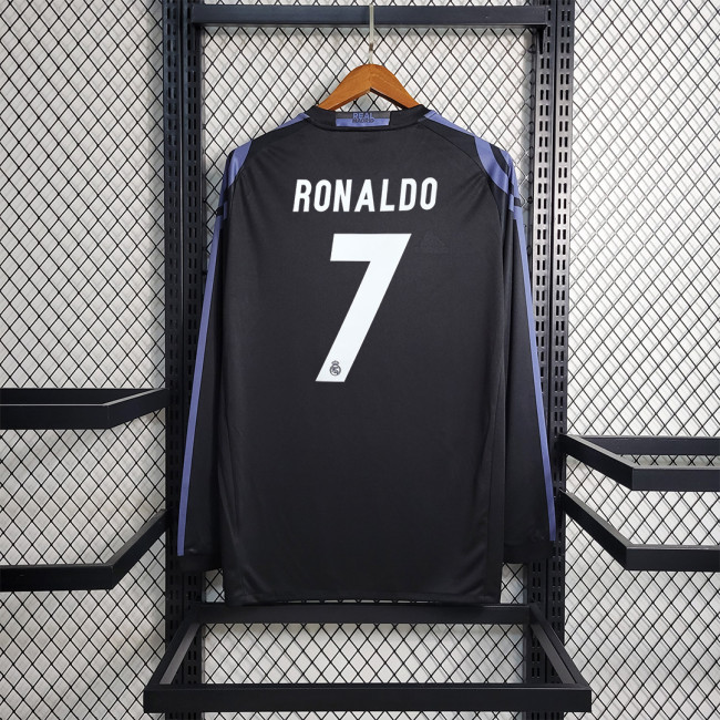 Retro Jersey Long Sleeve 2016-2017 Real Madrid RONALDO 7Third Away Black Soccer Jersey
