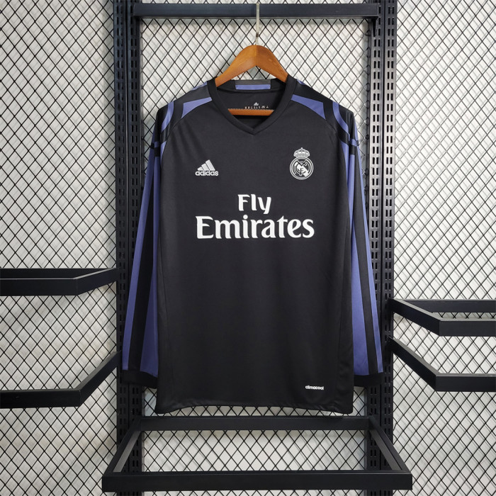 Retro Jersey Long Sleeve 2016-2017 Real Madrid RONALDO 7Third Away Black Soccer Jersey