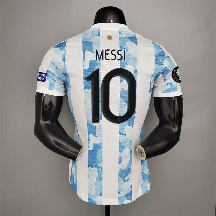 Retro Jersey  Play Version 2021 Argentina  MESSI 10 Home  Soccer Jersey