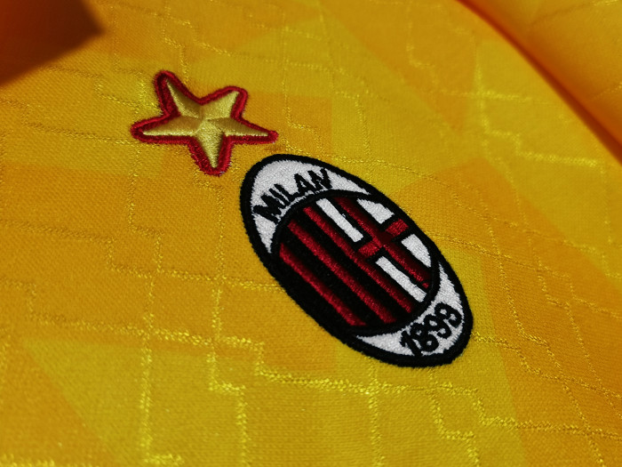 Retro 1995-1996 AC Milan third yellow soccer jersey size S-2XL