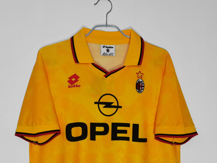 Retro 1995-1996 AC Milan third yellow soccer jersey size S-2XL