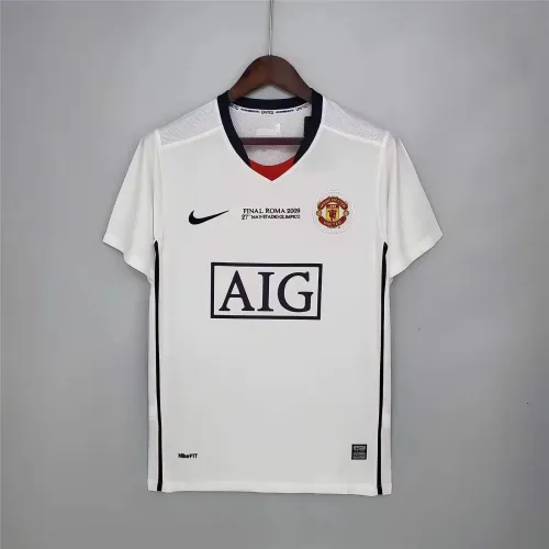 Retro 08-09  Manchester United  white final version soccer jersey S-XXL