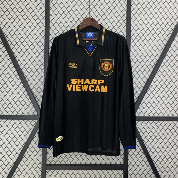 93-94  Manchester United  away black long sleeve retro jersey