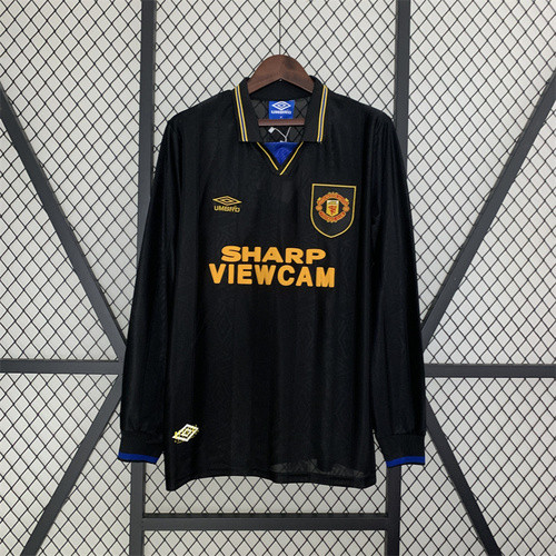 93-94  Manchester United  away black long sleeve retro jersey