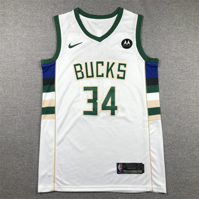 Bucks  34 white NBA Jersey 2023 2024
