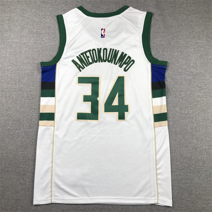 Bucks  34 white NBA Jersey 2023 2024