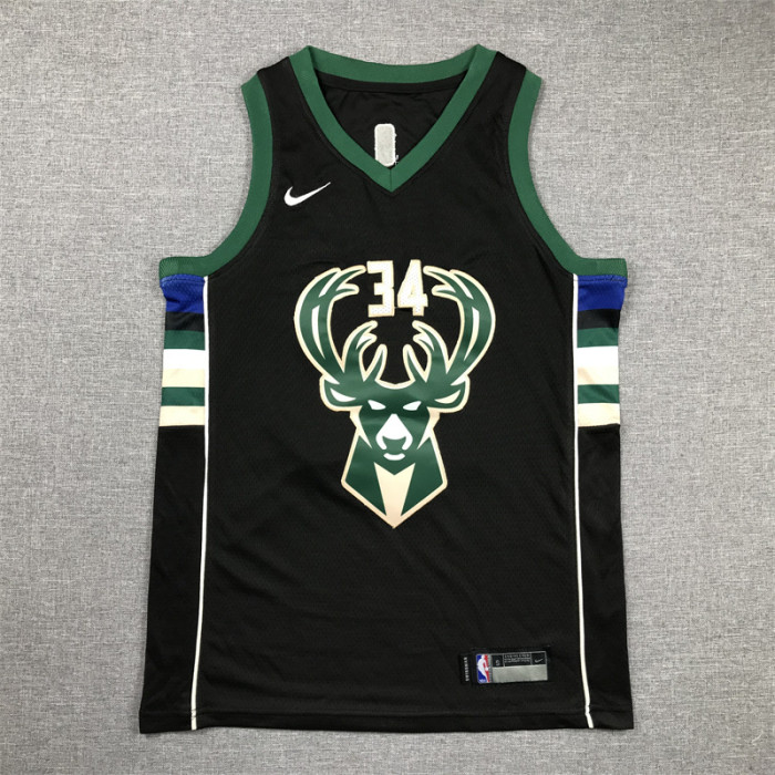 2023  Kids  Bucks  34 Black City Edition NBA Jersey
