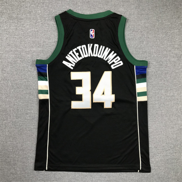 2023  Kids  Bucks  34 Black City Edition NBA Jersey