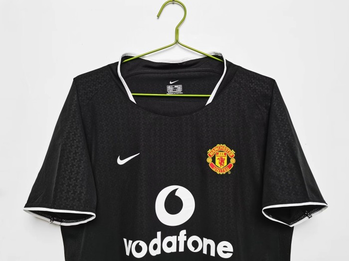 Retro 03-04  Manchester United  away black soccer jersey size S-XXL