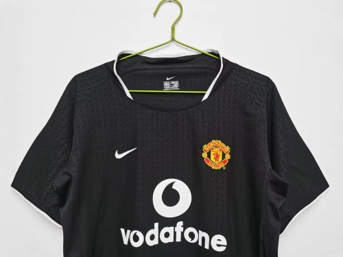Retro 03-04  Manchester United  away black soccer jersey size S-XXL