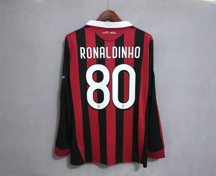 2009-2010 Ronaldinho Jersey AC MILAN Home Long Sleeve