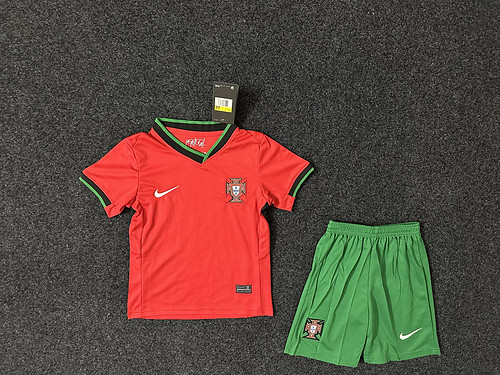 Kids Portugal Home Soccer Uniform 2024 2025