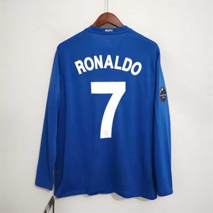 2008-2009 MAN UTD #7 RONALDO blue away long sleeve