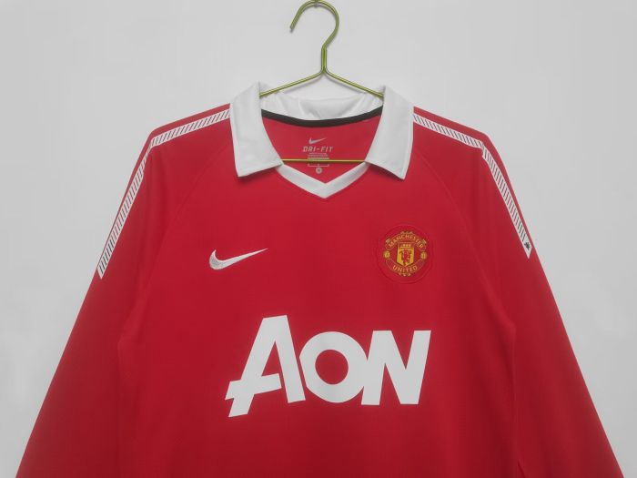 Retro 10-11 home  long sleeve   Manchester United  soccer jersey size S-2XL