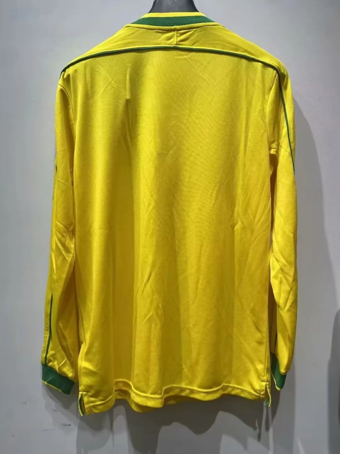 Retro 1998 Brazil home long sleeves soccer jersey S-2XL