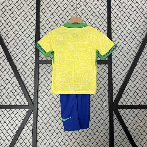 kids kit 24-25 Brazil yellow soccer jersey size 16-28