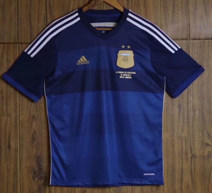 Retro 2014 Argentina final version away soccer jersey size S-2XL