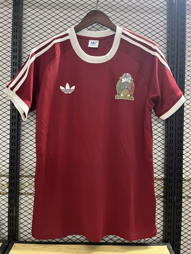 Retro 1985 Mexico red soccer jersey size S-2XL