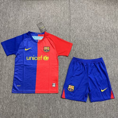 Kids Retro Barcelona Home Soccer Uniform 2008 2009