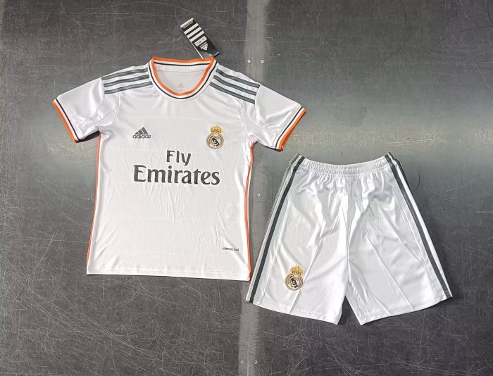 Retro Kids REAL MADRID Home Soccer Uniform 2013 2014