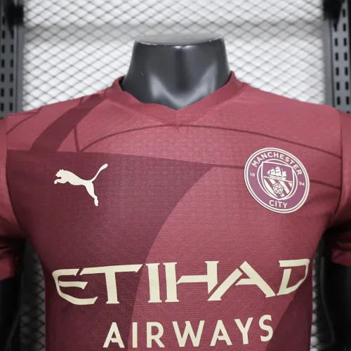Player Version MAN CITY Wine Red Jersey 2024 2025