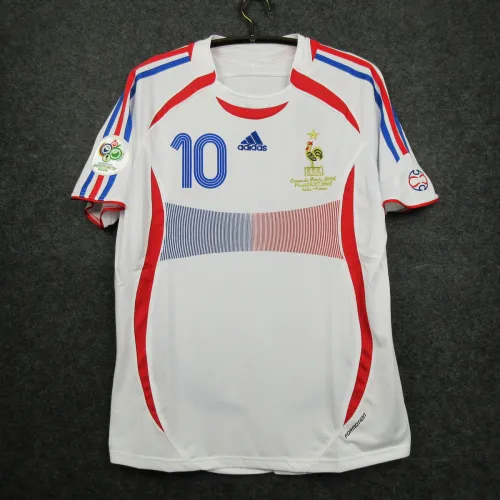 with Patch Retro Jersey 2006 #10 ZIDANE France Away White Jersey
