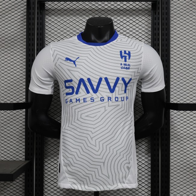 player version  24-25 Al Hilal white soccer jersey size S-2XL
