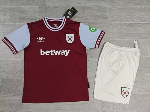 Kids kit 24-25 west ham home soccer jersey size 16-28